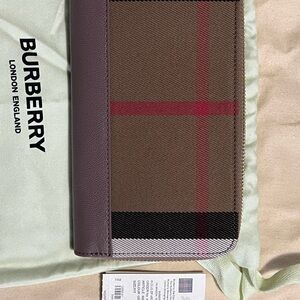 Burberry Brown and Purple Plaid Wallet